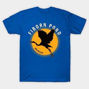 Fiborn Pond in Michigan Heron Sunrise T-Shirt